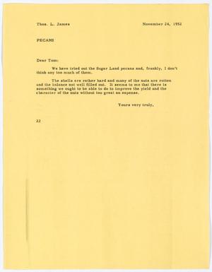 [Letter from D. W. Kempner to T. L. James, November 24, 1952]