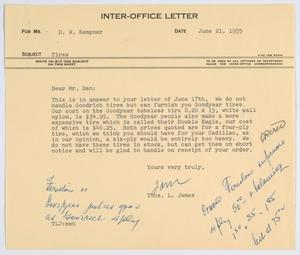 [Inter-Office Letter from T. L. James to D. W. Kempner, June 21, 1955]