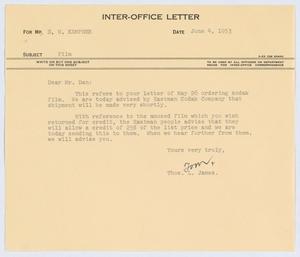 [Letter from T. L. James to D. W. Kempner, June 4, 1953]