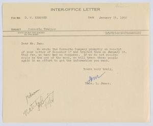 [Letter from T. L. James to D. W. Kempner, January 14, 1952]