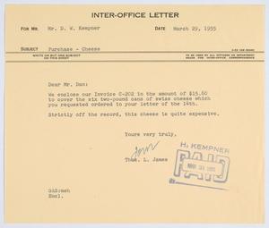 [Letter from T. L. James to D. W. Kempner, March 29, 1955]