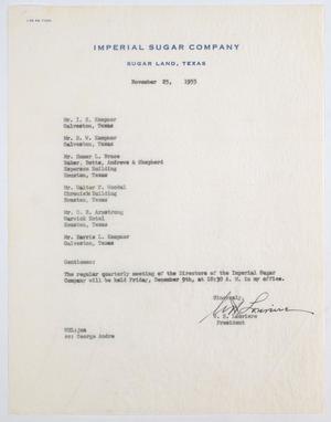[Letter from W. H. Louviere, to Directors of Imperial Sugar Company, November 25, 1955]