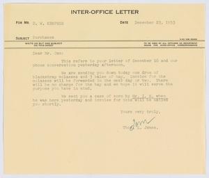 [Letter from T. L. James to D. W. Kempner, December 23, 1953]
