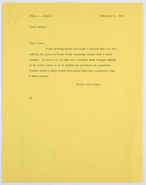 [Letter from D. W. Kempner to T. L. James, February 3, 1955]