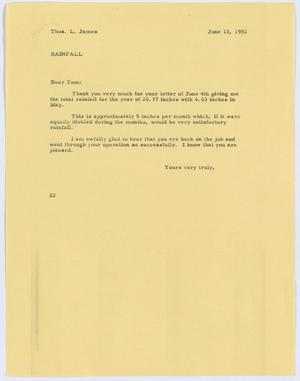 [Letter from D. W. Kempner to T. L. James, June 13, 1952]