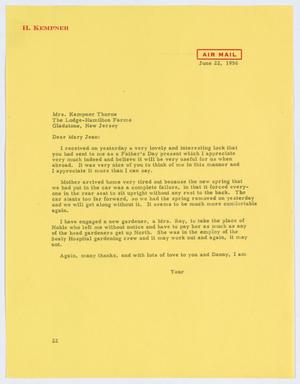 Primary view of object titled '[Letter from D. W. Kempner to Mary Jean, June 22, 1956]'.