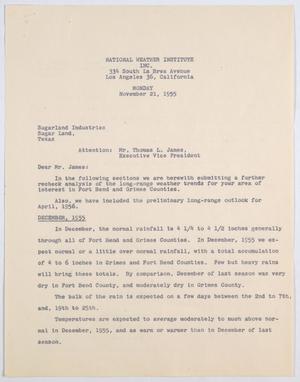 [Letter from William H. Rempel to Thomas L. James, November 21, 1955]
