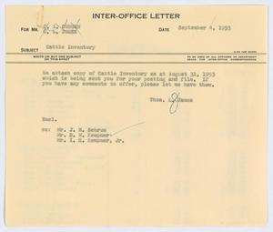 Primary view of object titled '[Letter from T. L. James to C. A. Coburn and C. L. Jones, September 4, 1953]'.