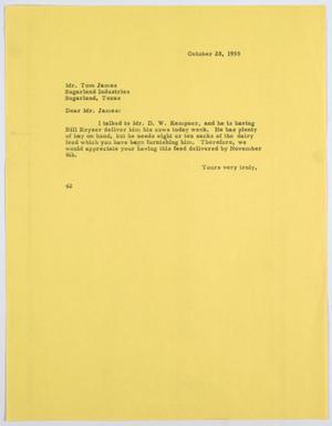 [Letter from A. H. Blackshear, Jr., to Mr. Tom James, October 28, 1955]
