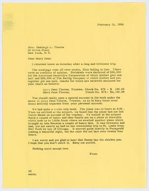 [Letter from D. W. Kempner to Mary Jean, February 13, 1956]
