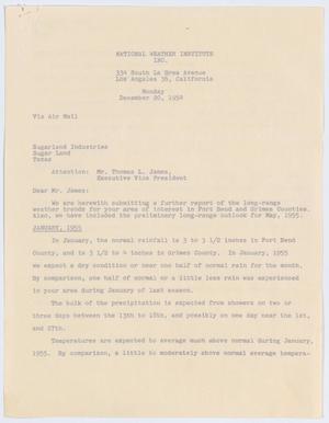 [Letter from William H. Rempel to Thos. L. James, December 20, 1954]