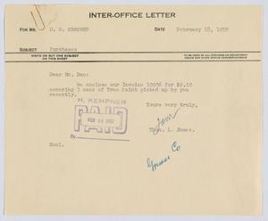 [Letter from T. L. James to D. W. Kempner, February 18, 1952]