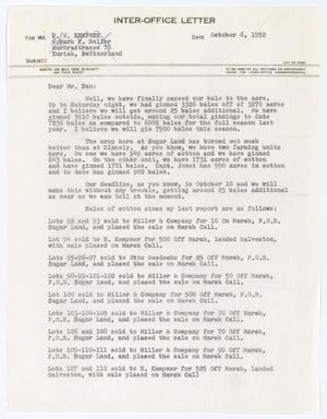 [Letter from Thos. L. James to D. W. Kempner, October 6, 1952]