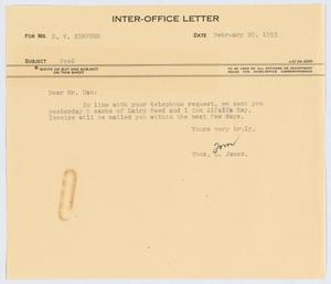 [Letter from T. L. James to D. W. Kempenr, February 26, 1953]