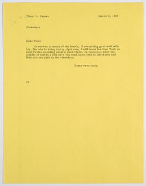 [Letter from D. W. Kempner to T. L. James, March 5, 1955]