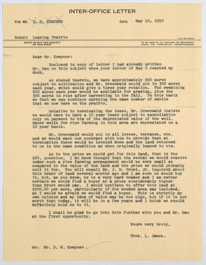 [Letter from T. L. James to I. H. Kempner, May 10, 1954]