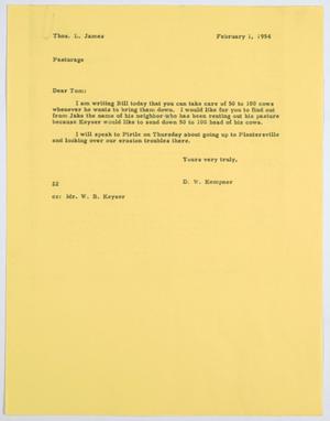 [Letter from D. W. Kempner to T. L. James, February 1, 1954]