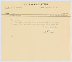 [Letter from T. L. James to D. W. Kempner, December 29, 1953]