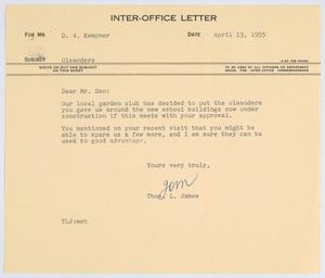 [Letter from T. L. James to D. W. Kempner, April 13, 1955]