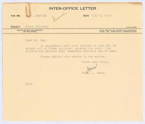 [Letter from T. L. James to D. W. Kempner, July 2, 1953]