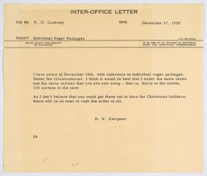 [Letter from D. W. Kempner to W. O. Caraway, December 17, 1955]