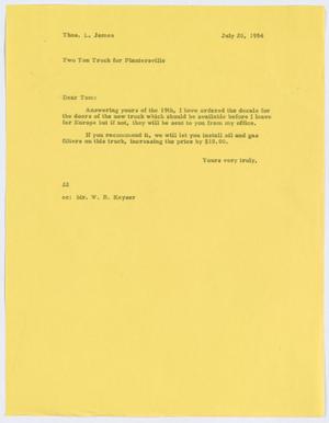 [Letter from D. W. Kempner to Thos. L. James, July 20, 1954]