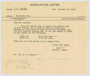 [Letter from T. L. James to I. H. Kempner, November 16, 1953]