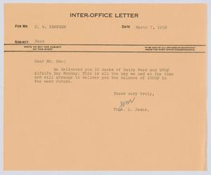 [Letter from T. L. James to D. W. Kempner, March 7, 1952]