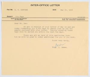 [Letter from T. L. James to D. W. Kempner, May 14, 1954]