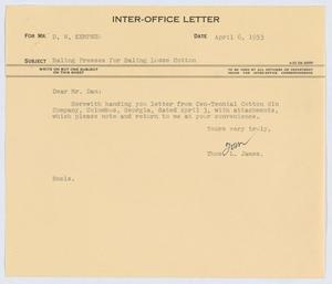 [Letter from Thos. L. James to D. W. Kempner, April 6, 1953]
