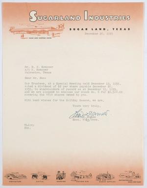 [Letter from T. L. James to D. W. Kempner, December 20, 1955]