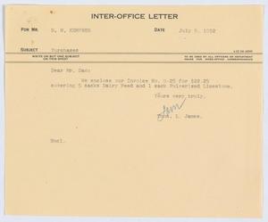 [Letter from T. L. James to D. W. Kempner, July 9, 1952]