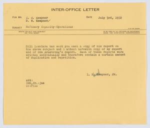 [Letter from I. H. Kempner, Jr. to I. H. Kempner and D. W. Kempner, July 3, 1952]