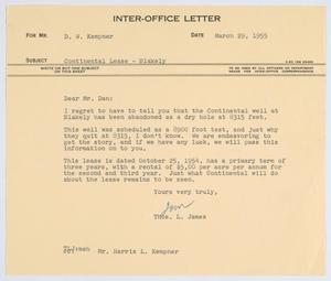 [Letter from T. L. James to D. W. Kempner, March 29, 1955]