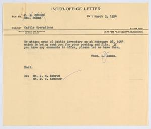 [Letter from T. L. James to C. A. Coburn and G. Moses, March 3, 1954]