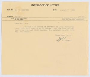 [Letter from T. L. James to D. W. Kempner, August 8, 1952]