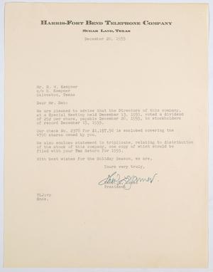 [Letter from Thos. L. James to D. W. Kempner, December 20, 1955]