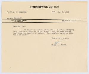 [Letter from T. L. James to D. W. Kempner, May 2, 1952]