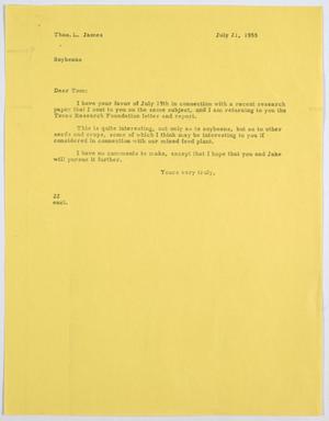 [Letter from D. W. Kempner to Thos. L. James, July 21, 1955]
