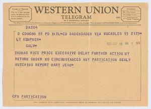 [Telegram from Kempner to Thomas Rice Price, September 15, 1956]