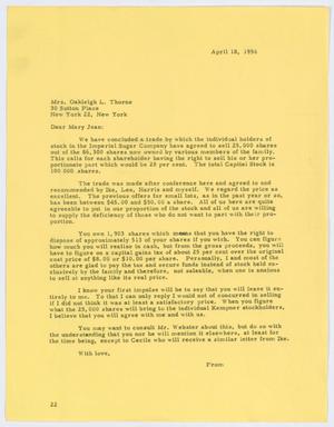 [Letter from D. W. Kempner to Mary Jean, April 18, 1956]
