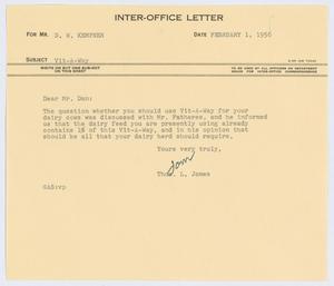 [Letter from T. L. James to D. W. Kempner, February 1, 1956]
