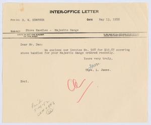 [Letter from T. L. James to D. W. Kempner, May 13, 1952]