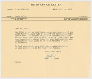 [Letter from T. L. James to D. W. Kempner, July 11, 1956]