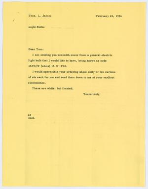 [Letter from D. W. Kempenr to Thos. L. James, February 23, 1956]