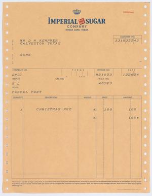 [Invoice for One Christmas Package Sold to D. W. Kempner]