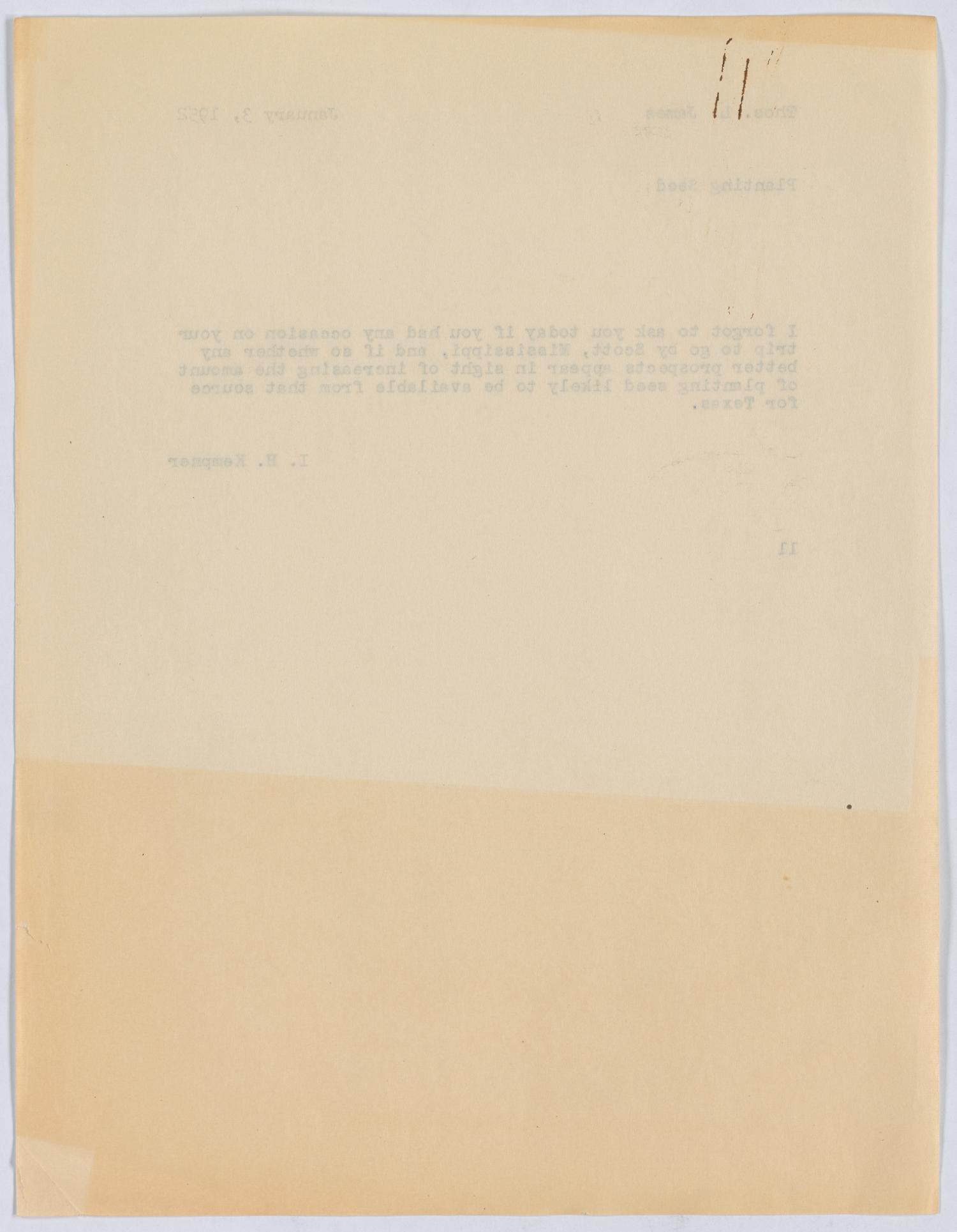 [Letter from I. H. Kempner to T. L. James, January 3, 1952]
                                                
                                                    [Sequence #]: 2 of 2
                                                