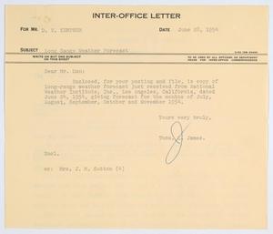 Primary view of object titled '[Letter from T. L. James to D. W. Kempner, June 28, 1954]'.