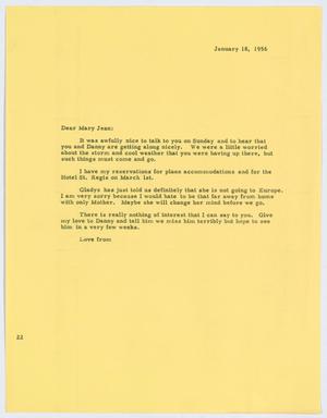 [Letter from D. W. Kempner to Mary Jean, January 18, 1956]