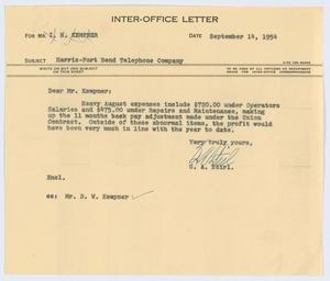 [Letter from G. A. Stirl to I. H. Kempner, September 14, 1954]